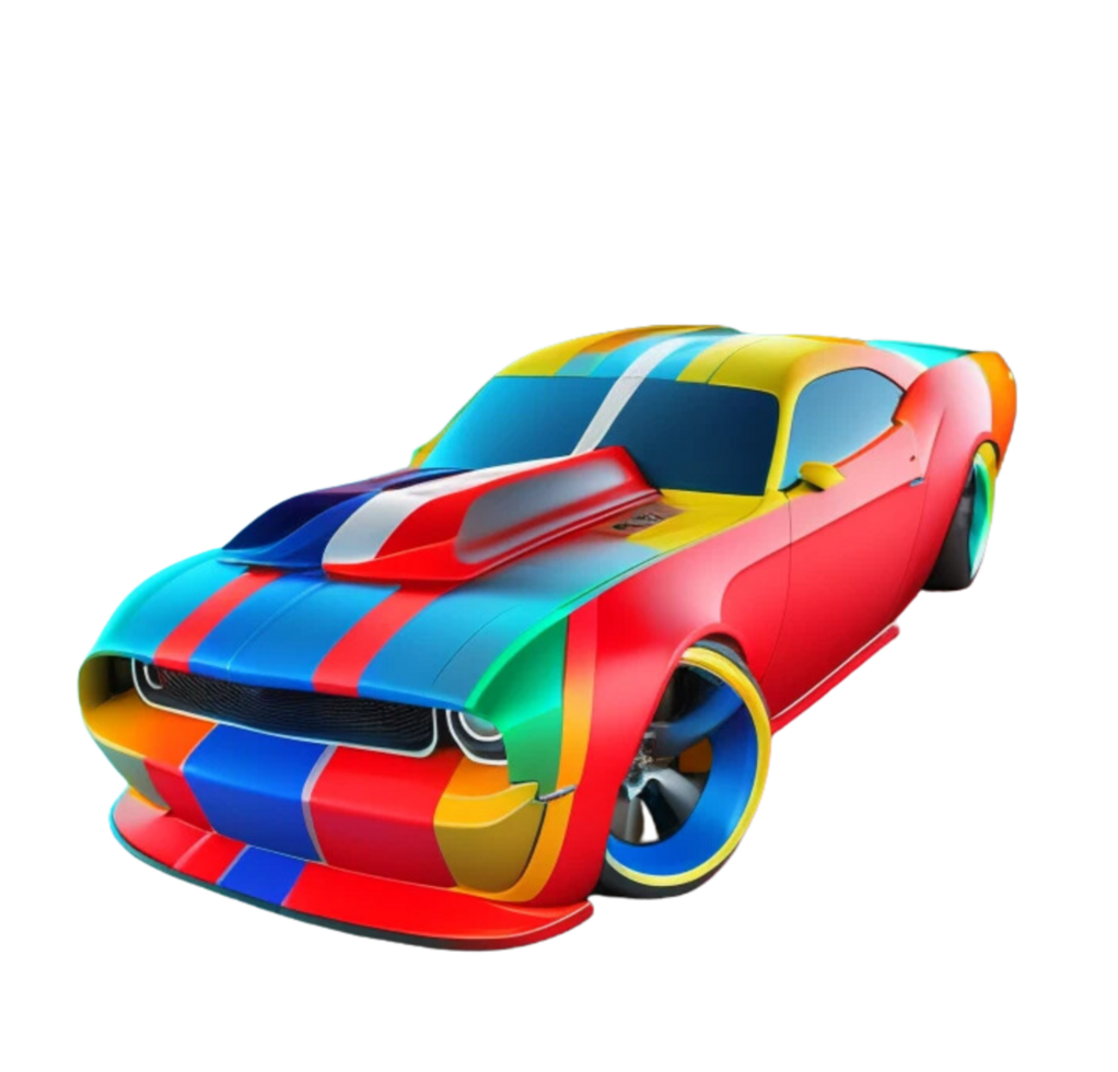 Colorful Race Car Rainbow Smoke png