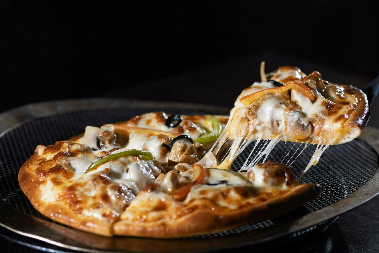 Delicious cheese pizza slice image photo