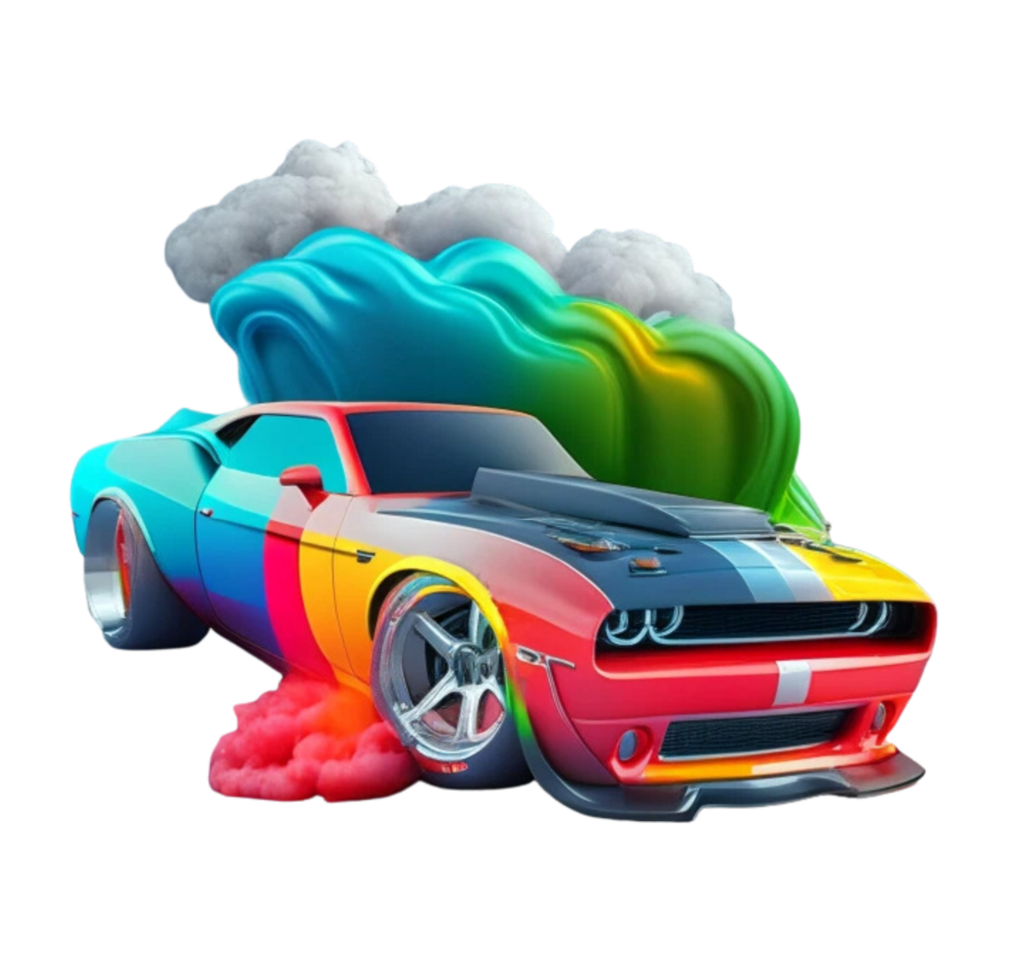 Colorful Race Car Rainbow Smoke png