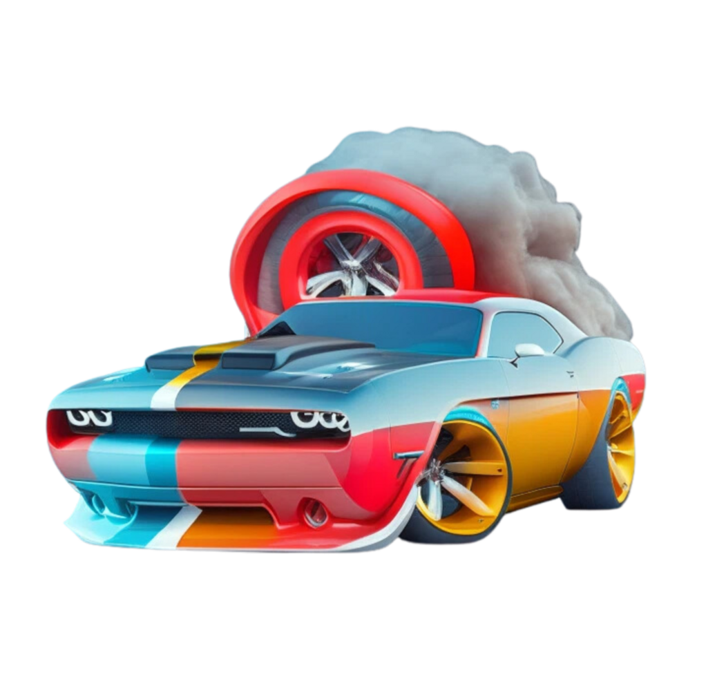 Colorful Race Car Rainbow Smoke png