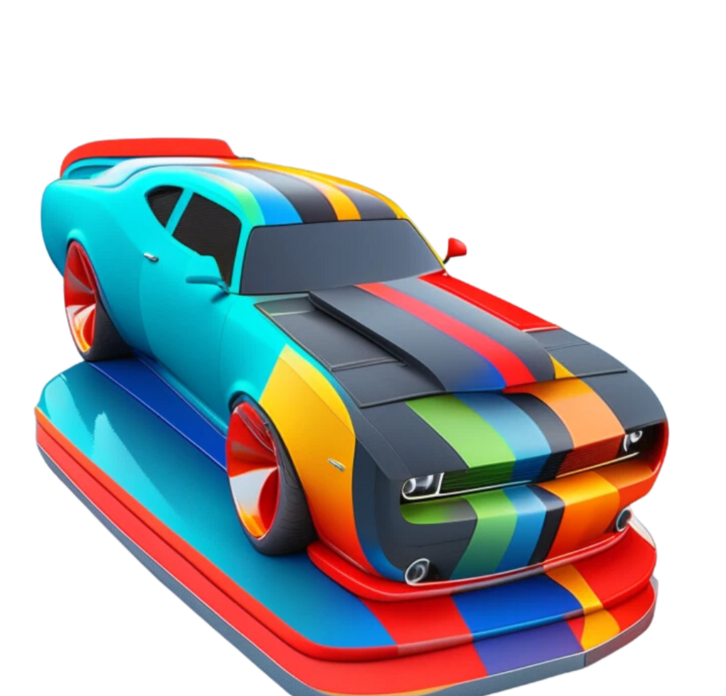 Colorful Race Car Rainbow Smoke png