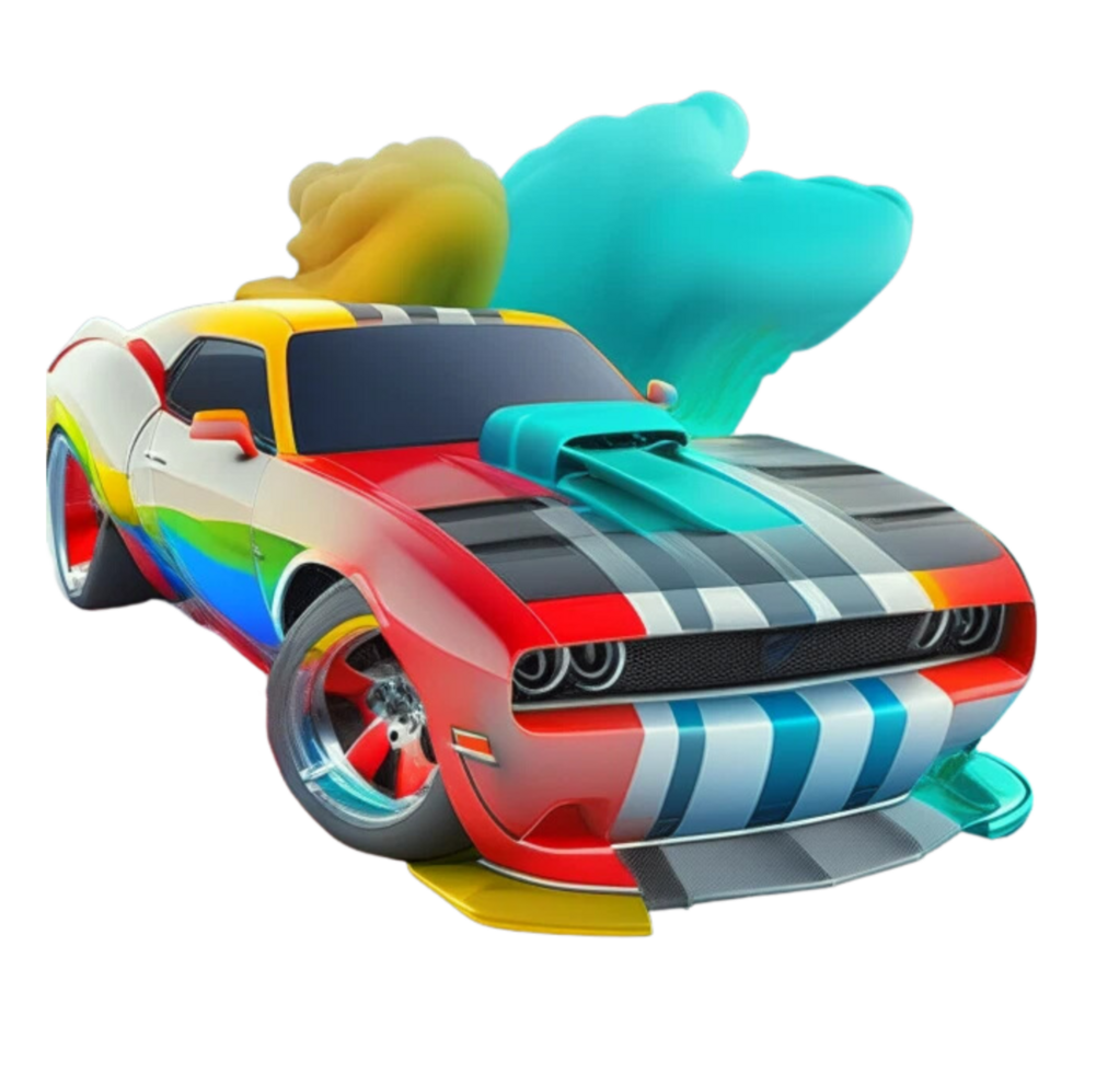 Colorful Race Car Rainbow Smoke png