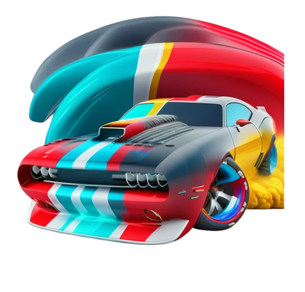 Colorful Race Car Rainbow Smoke png