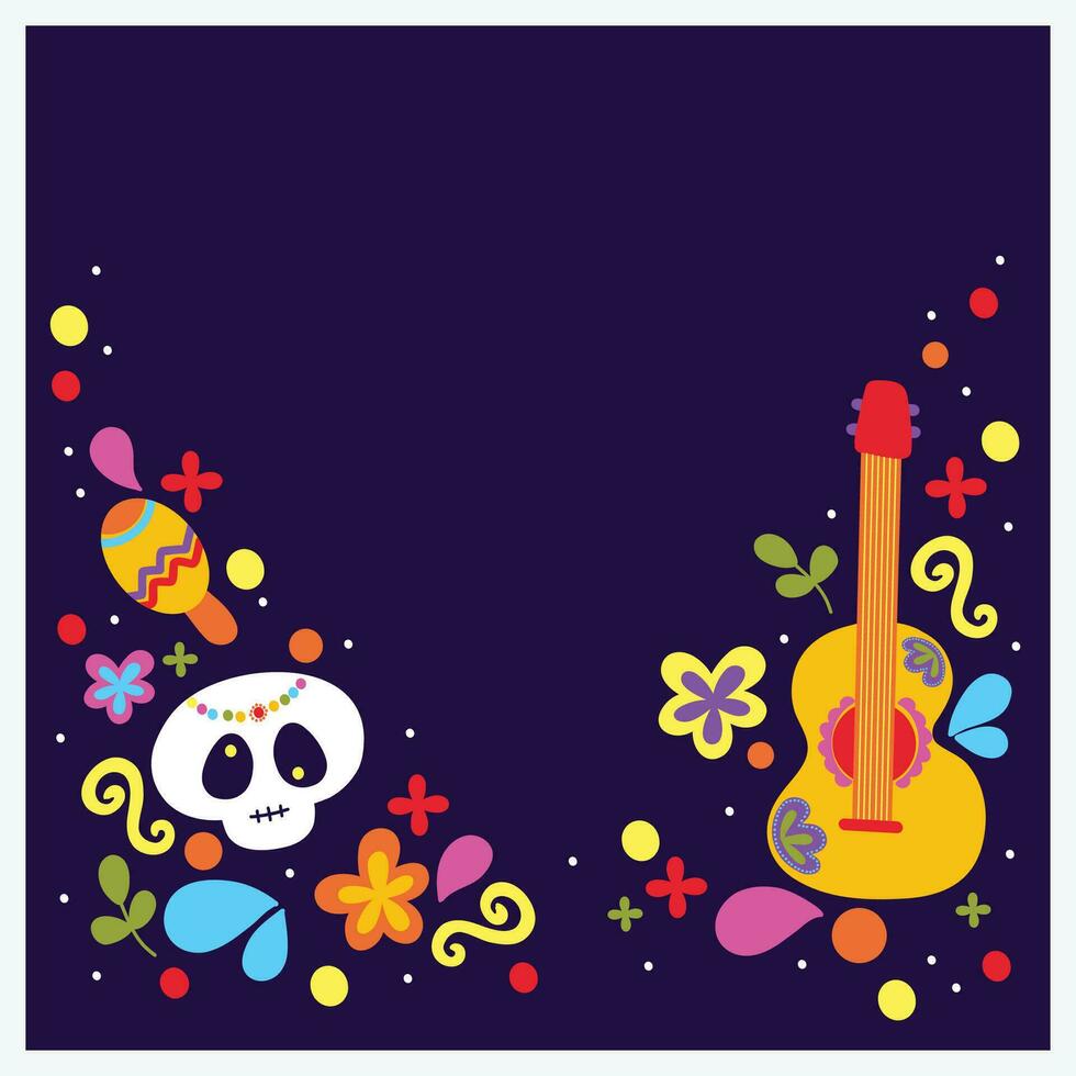 Cute Illustration of Dia de los Muertos Wallpaper Background Vector