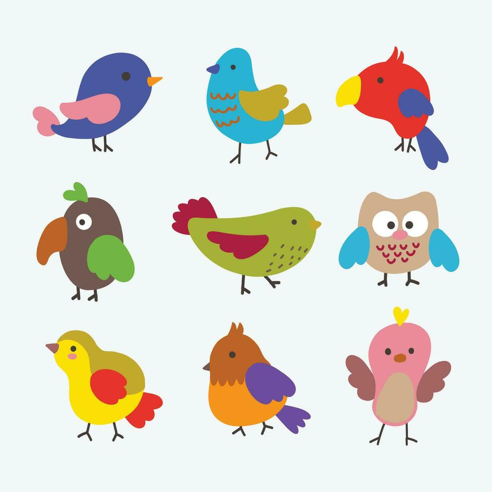 Illustration of Cute Colorful Birds Vector