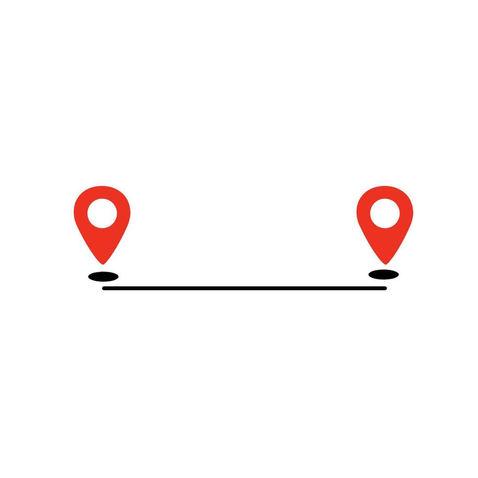 Black route tracking icon. Simple 2 pins path. Searching global mobile GPS navigation. Line distance illustration isolated on white vector