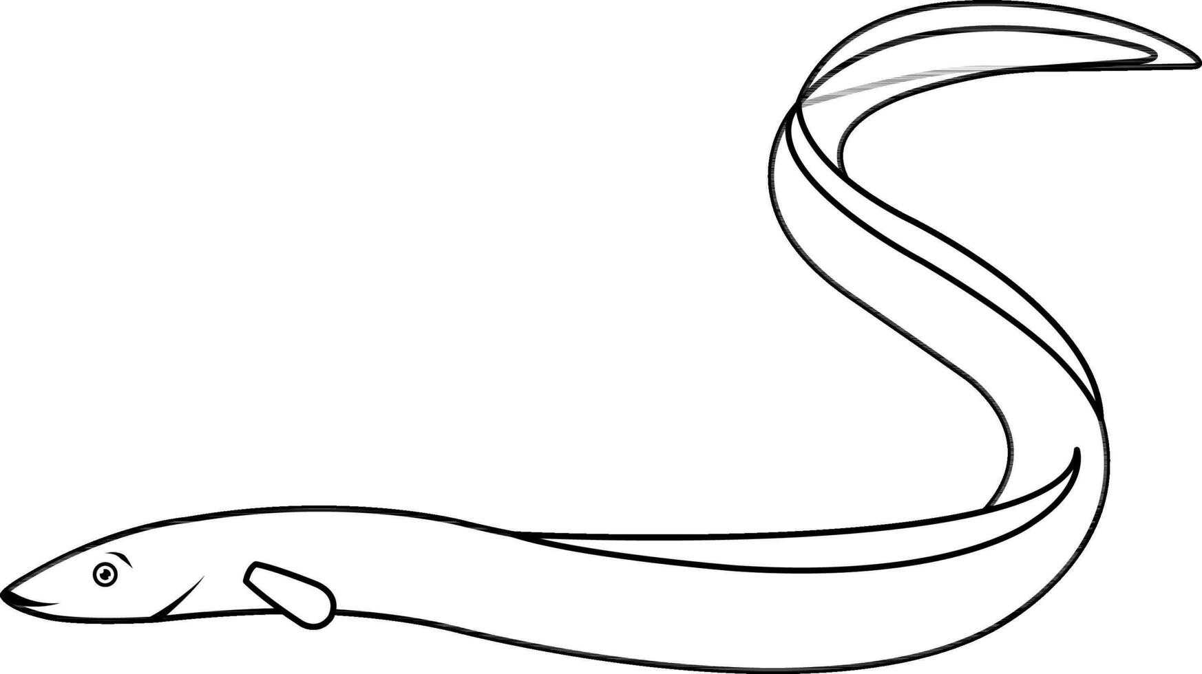 vector linear icon of eel fish, proper nutrition, seafood, seafood delicacies, long fish, doodle and sketch
