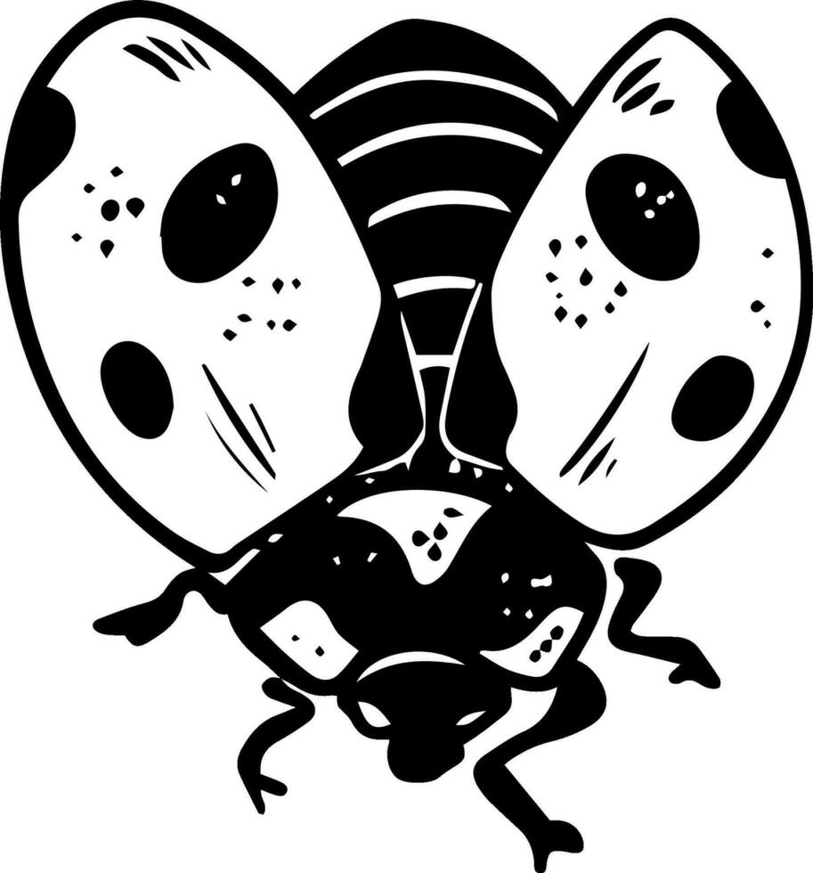 Single sketch style flying ladybug illustration black lineart isolated on white background vector