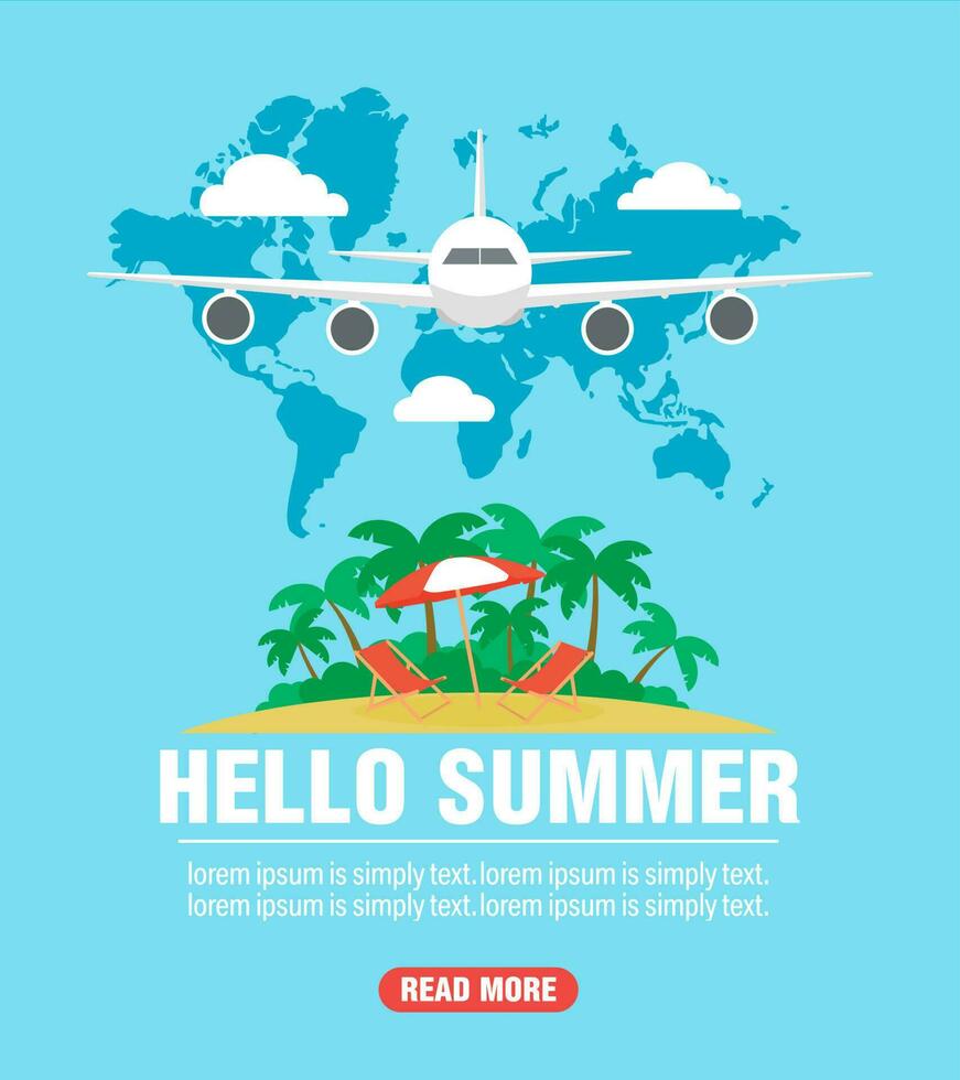 Hello summer. Time to travel design flat.eps vector