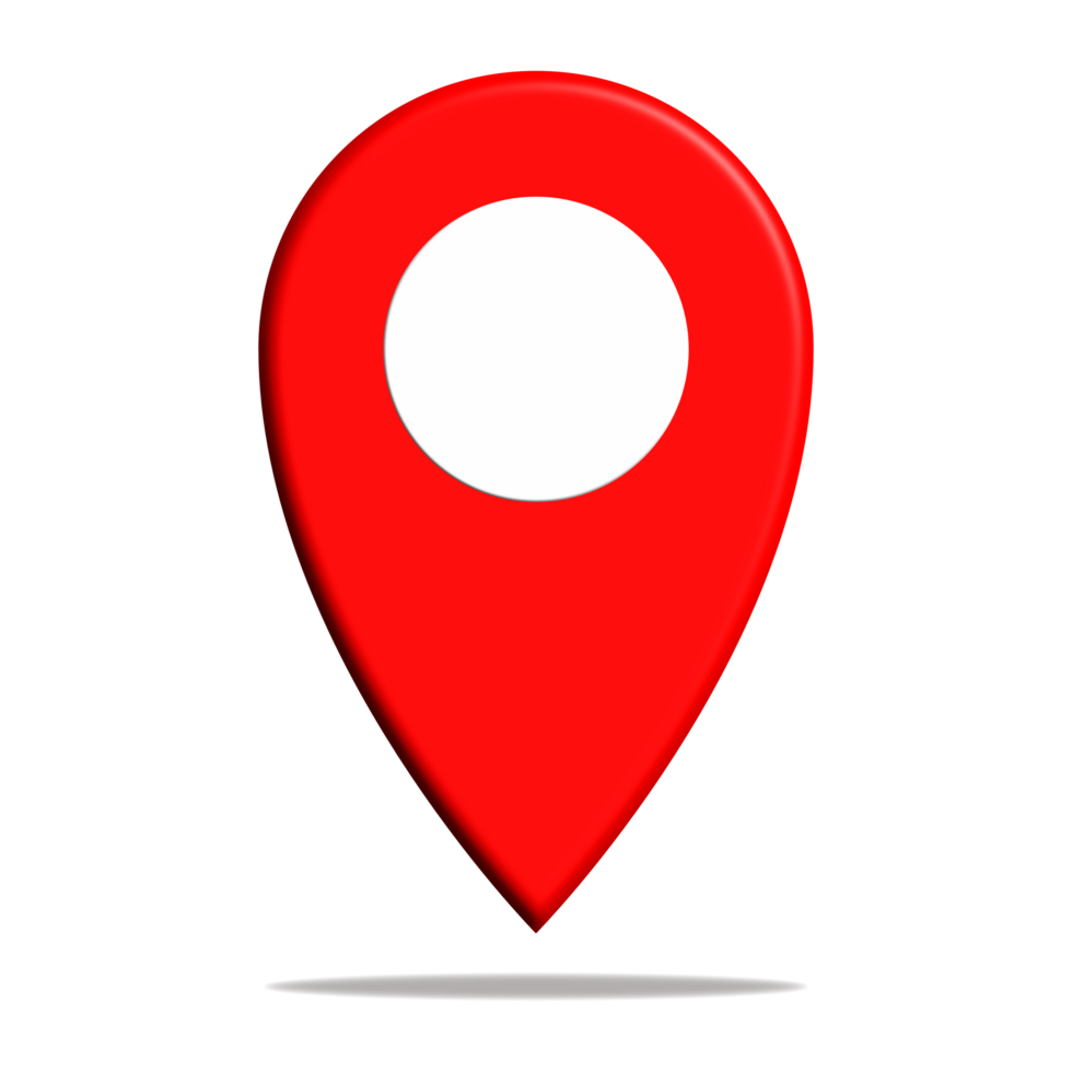 3D Red location icon on transparent background. png