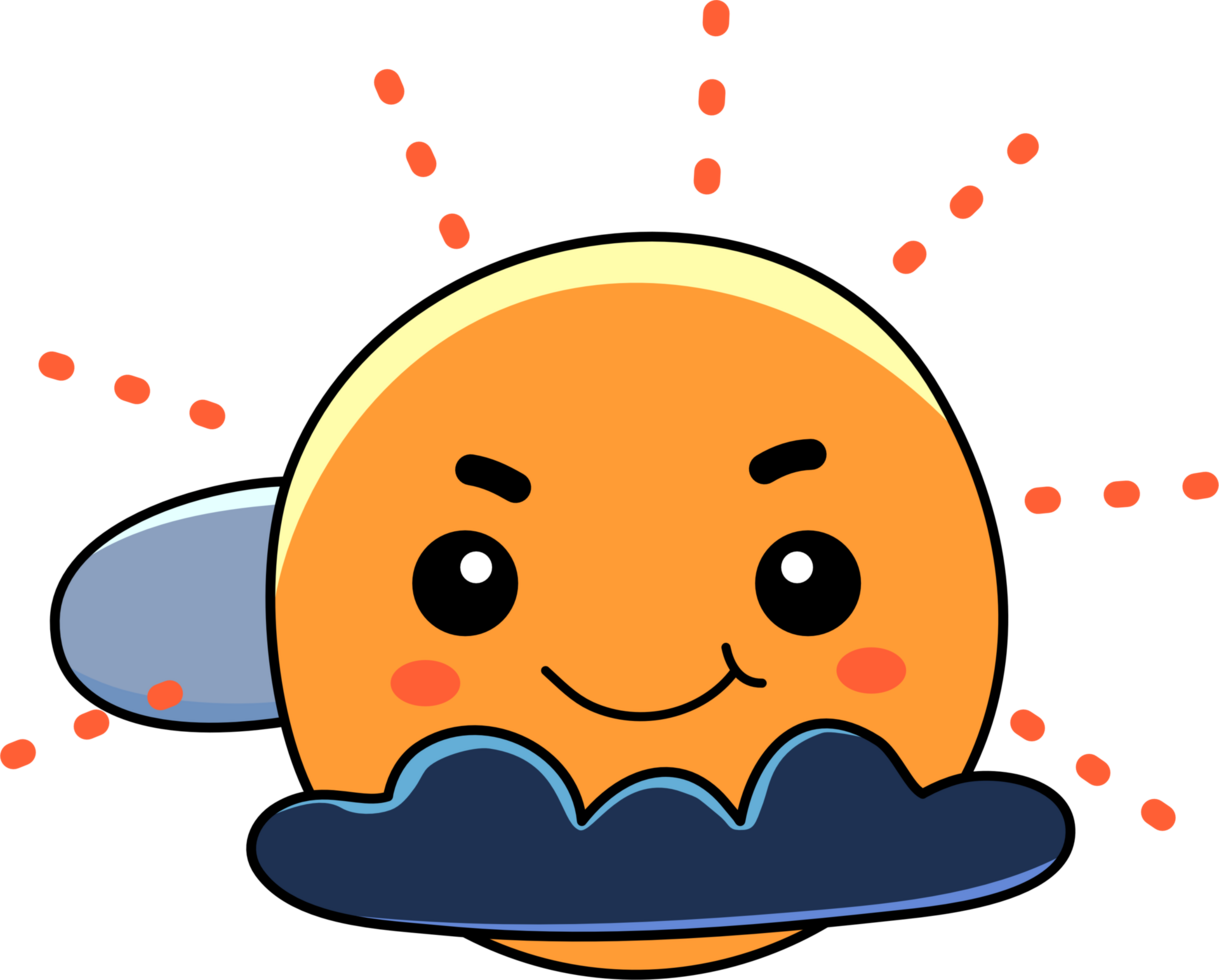 Cute sun cartoon doodle element png