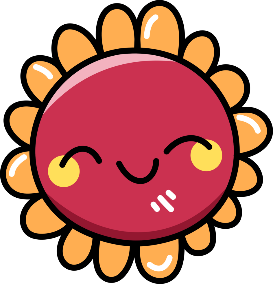 Cute sun cartoon doodle element png