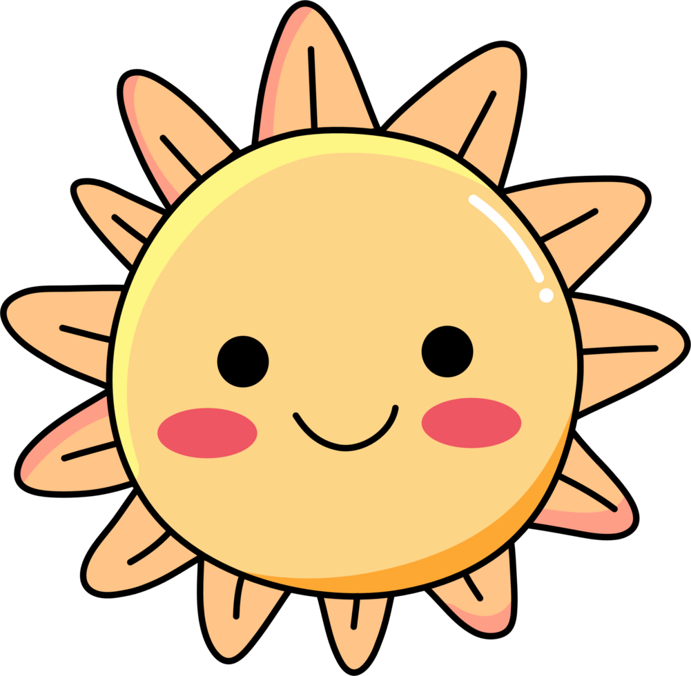 Cute sun cartoon doodle element png