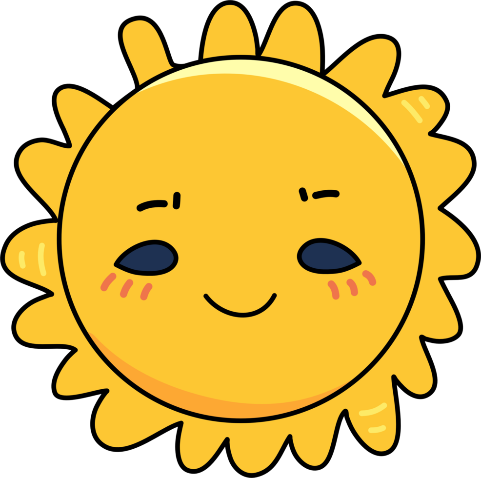 Cute sun cartoon doodle element png