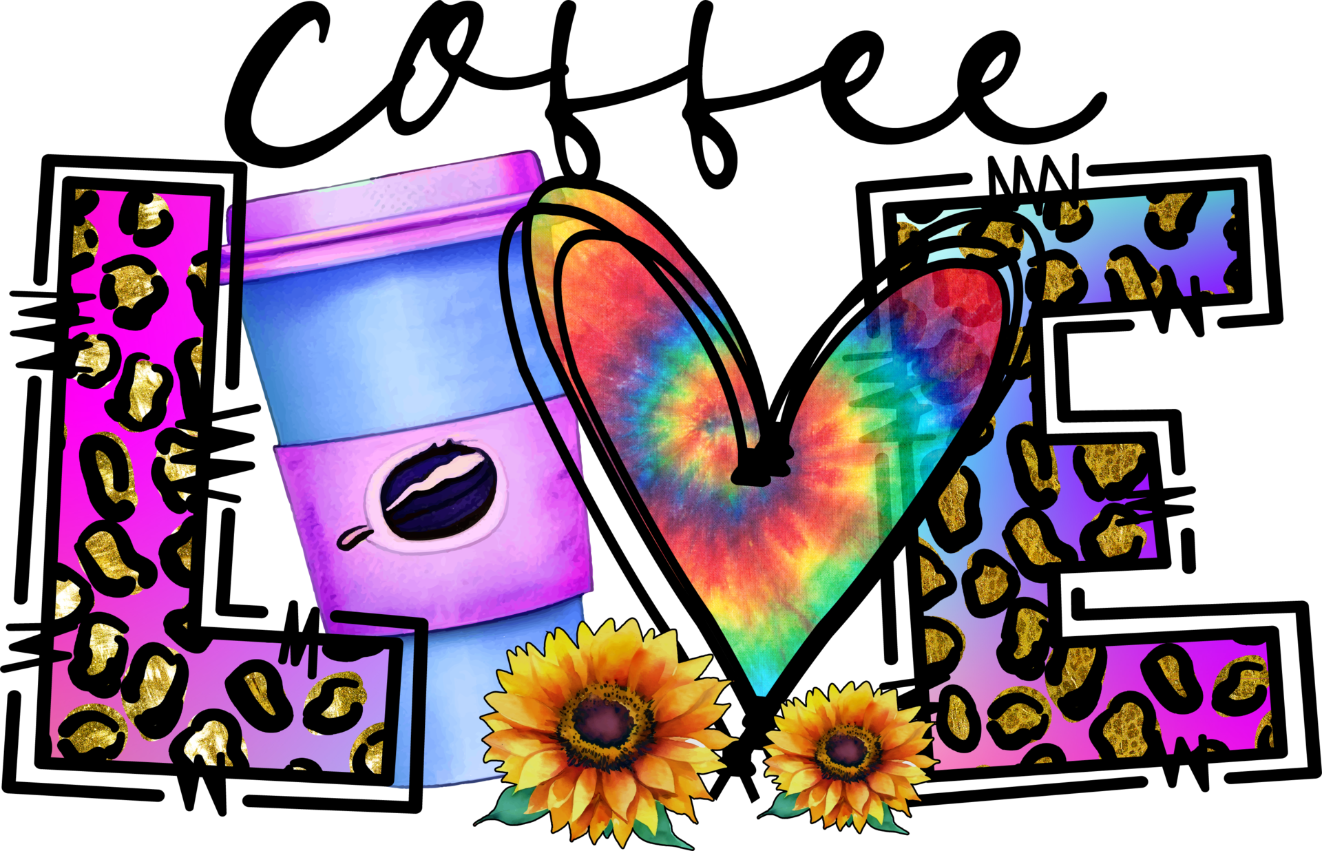 Coffee Love Sublimation Design, perfect on t shirts, mugs, signs, cards and much more 24703569 PNG