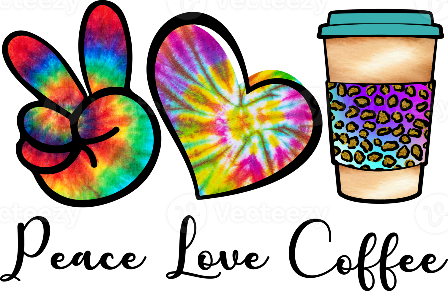Peace Love Coffee Sublimation Design, perfect on t shirts, mugs, signs, cards and much more png