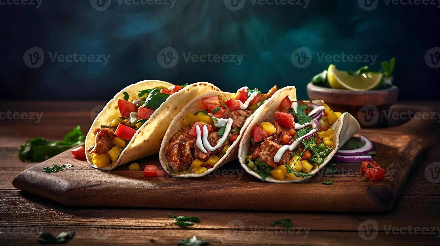 mexicano tacos, parte superior ver ai generado foto