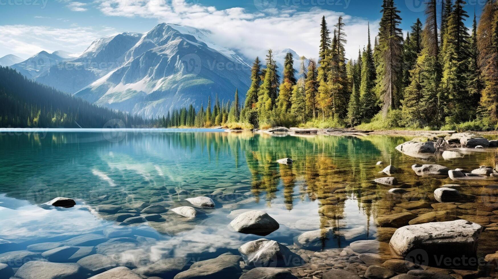 increíble todavía reflexiones a lago rodeado por montañas creado con generativo ai foto