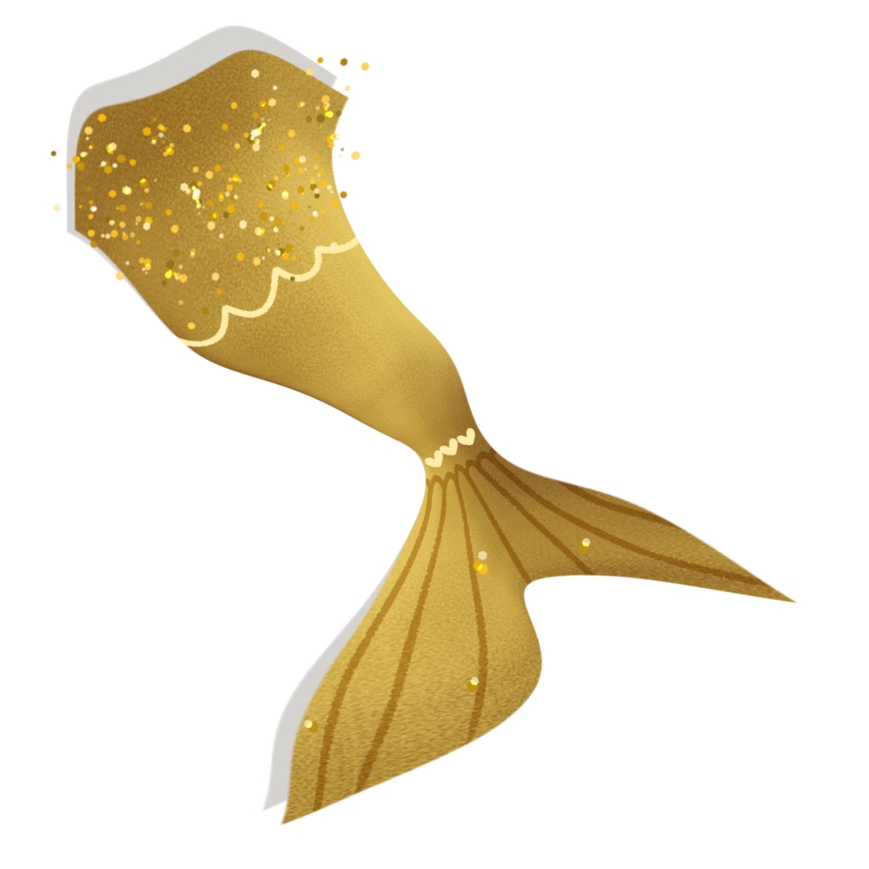 Sparkling gold mermaid tail png