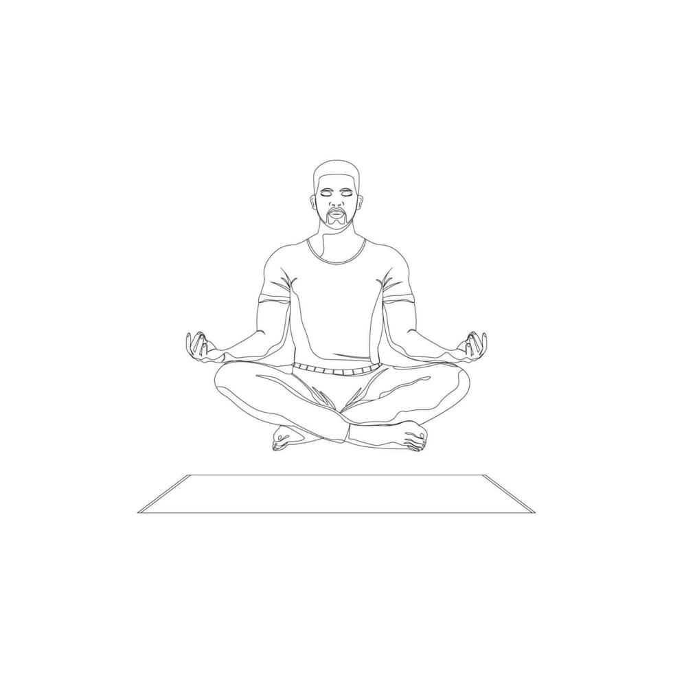 A man sits in the lotus position. Yoga. vector