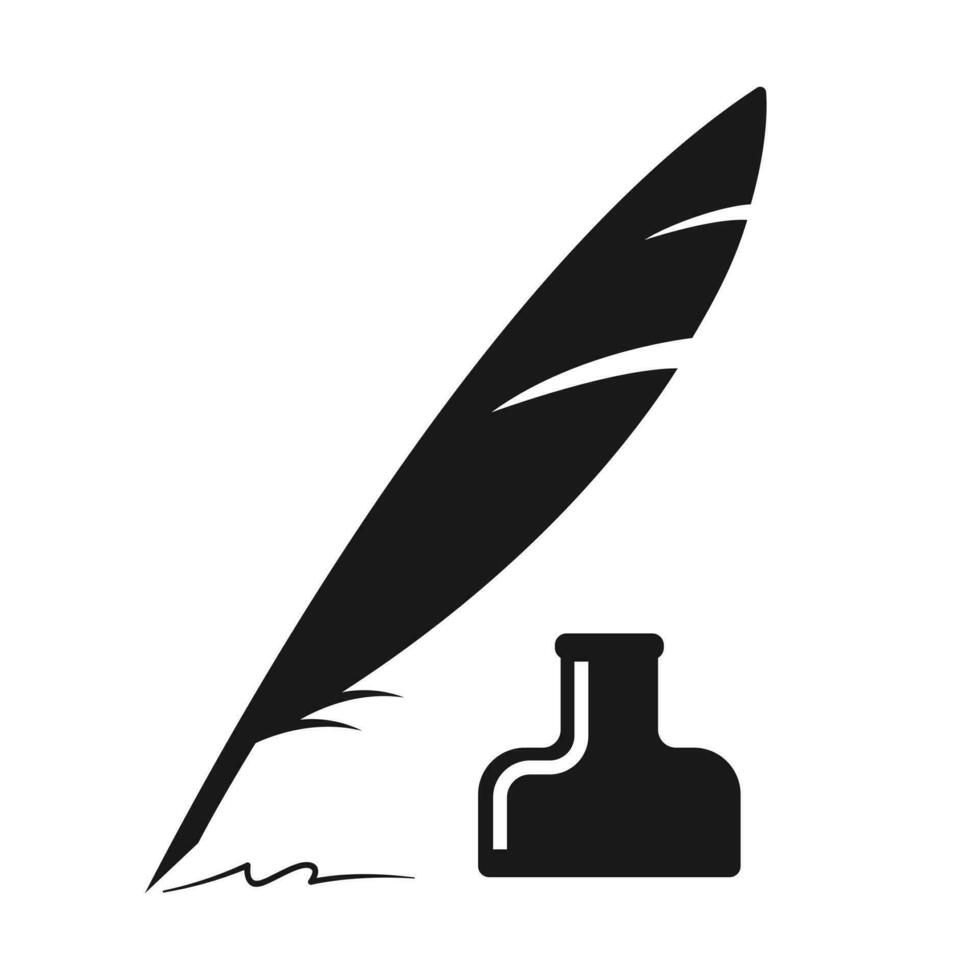 quill silhouette writing curves, vector