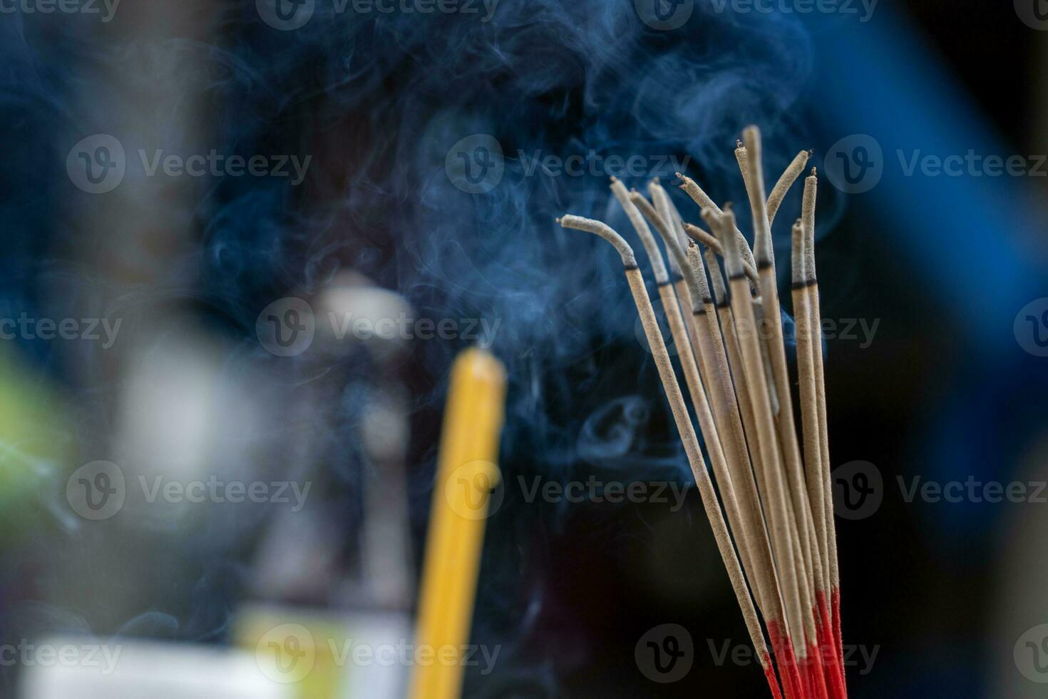 Incense with incense smoke from burning. photo