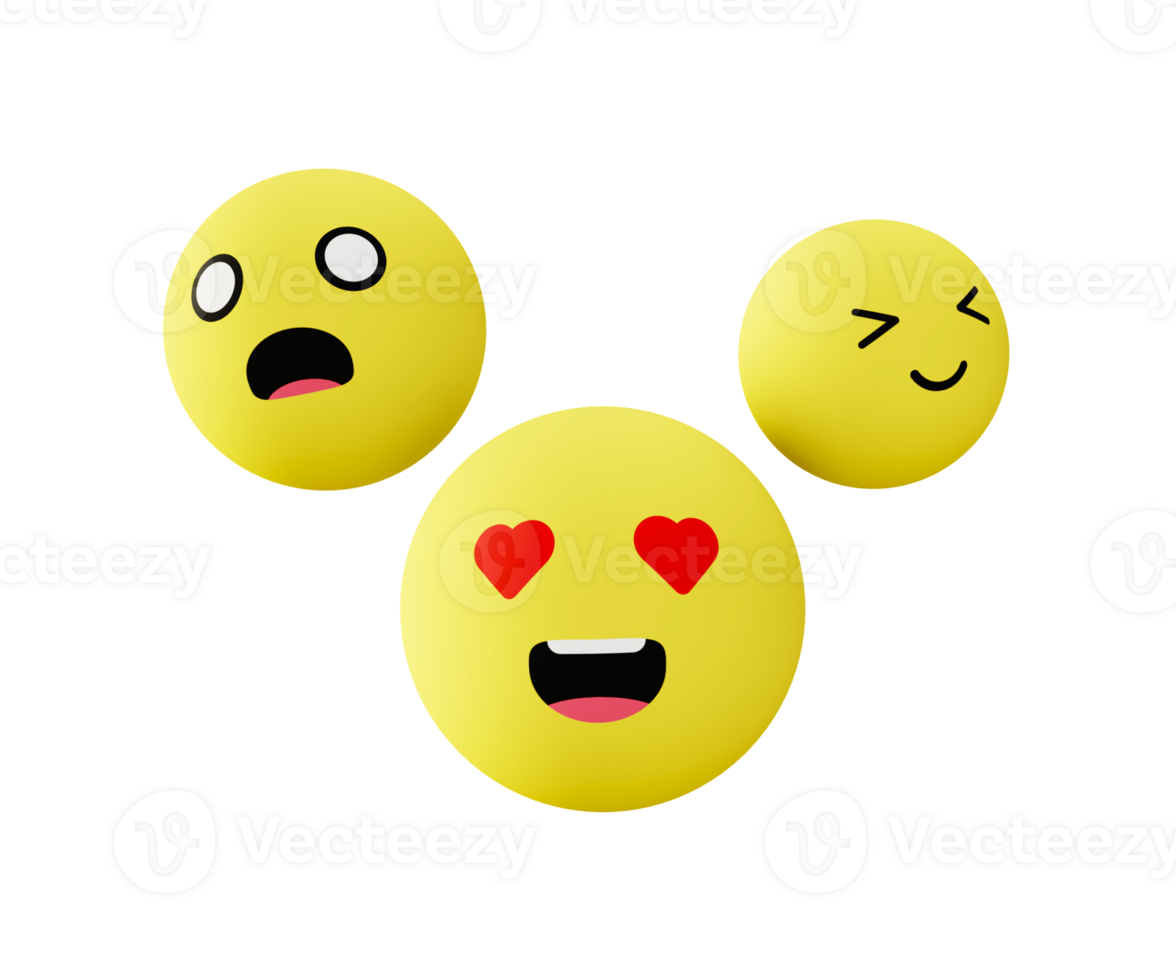 3d illustration icon of emoji and emoticon for UI UX web mobile app social media ads png
