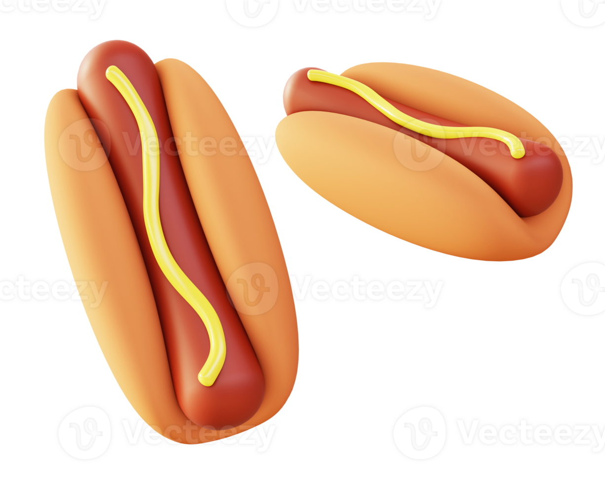 3d illustration icon of hotdog fast food for UI UX web mobile app social media ads png