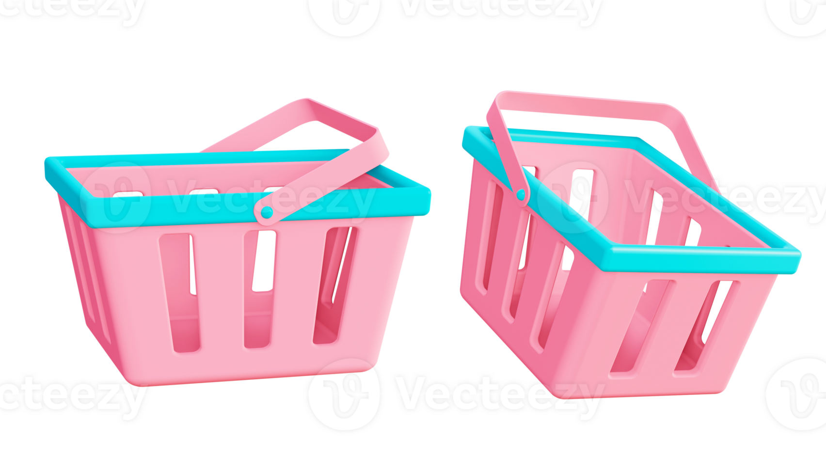 3d illustration icon of pink shopping basket cart for UI UX web mobile app social media ads png