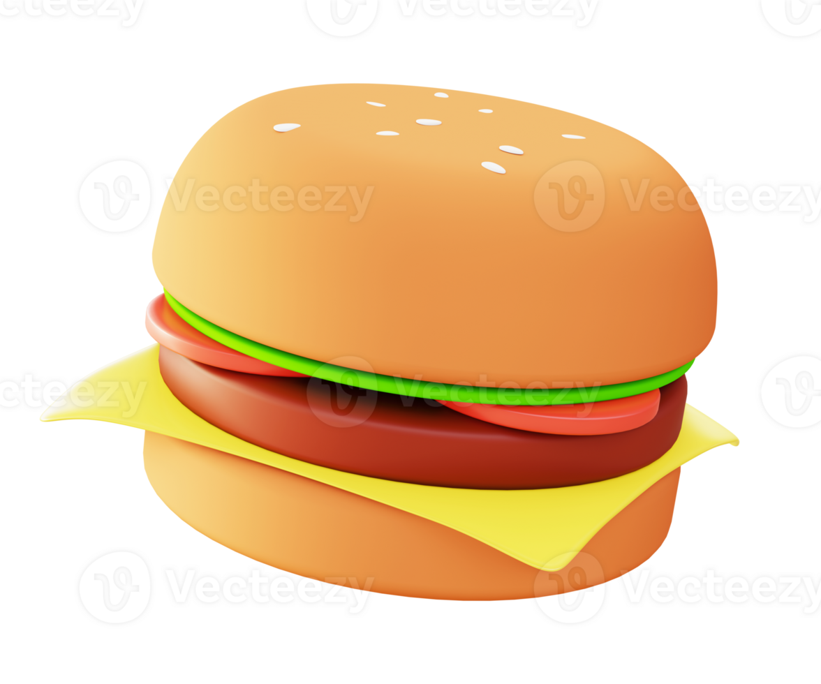 3d illustration icon of burger fast food for UI UX web mobile app social media ads png