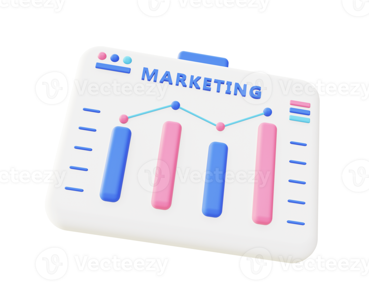 3d illustration icon of Marketing growth bar graph for UI UX web mobile app social media ads png