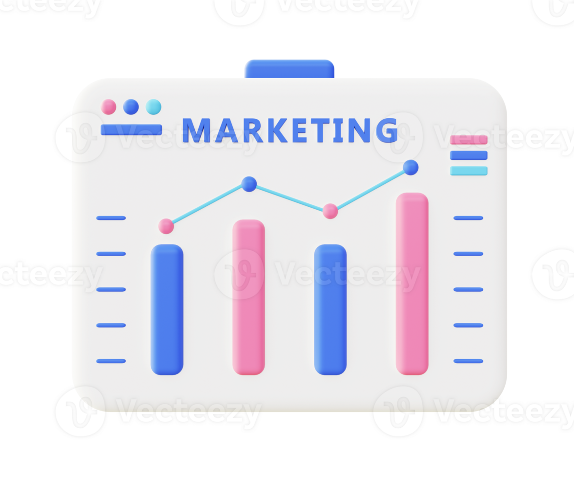 3d illustration icon of Marketing growth graph for UI UX web mobile app social media ads png