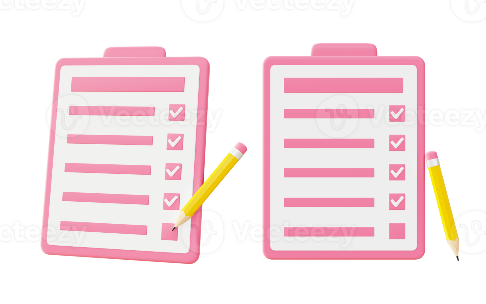 3d illustration icon of checkbox or checklist with pencil for UI UX web mobile app social media ads png