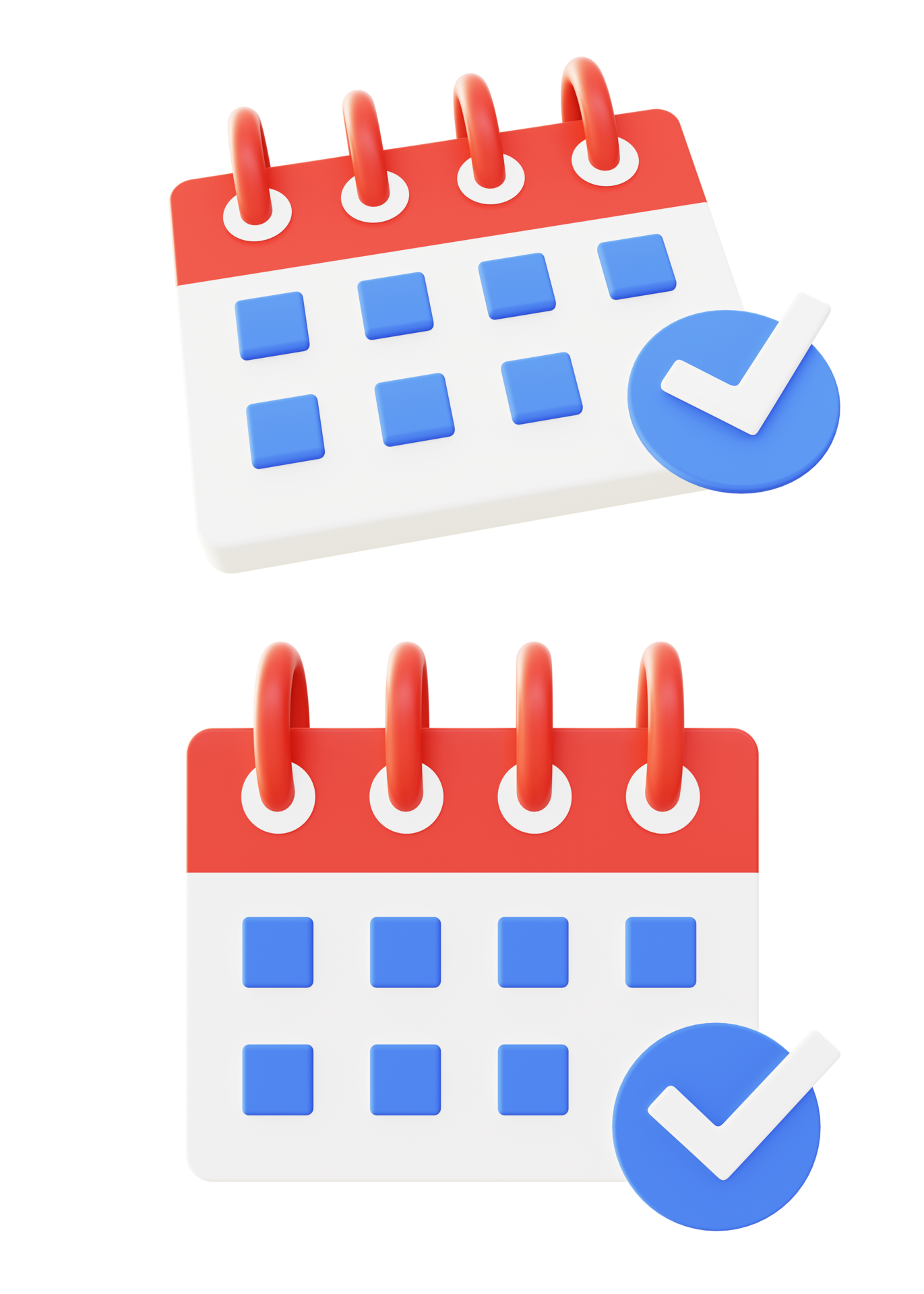 3d illustration icon of red calendar checklist for UI UX web mobile app