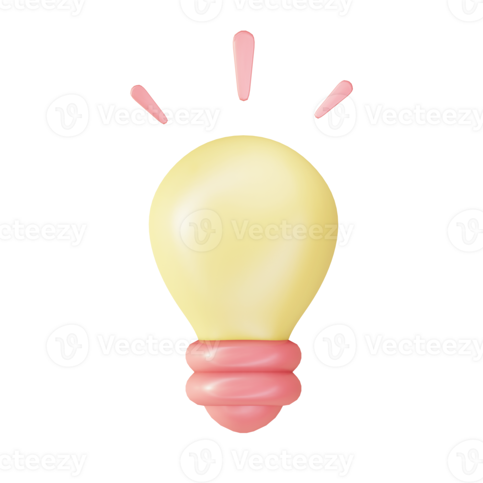 3d illustration icon of light bulb lamp for UI UX web mobile app social media ads png
