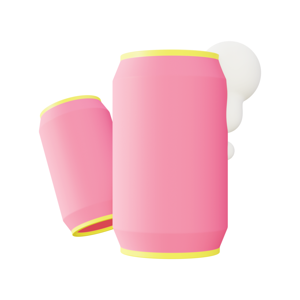 3d illustration icon of pink soda can for UI UX web mobile app social media ads png