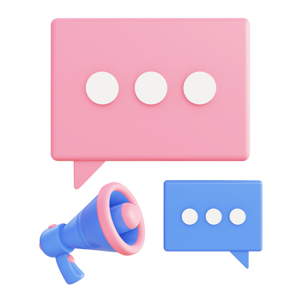 3d illustration ikon av chattar med högtalare för ui ux webb mobil app social media annonser png