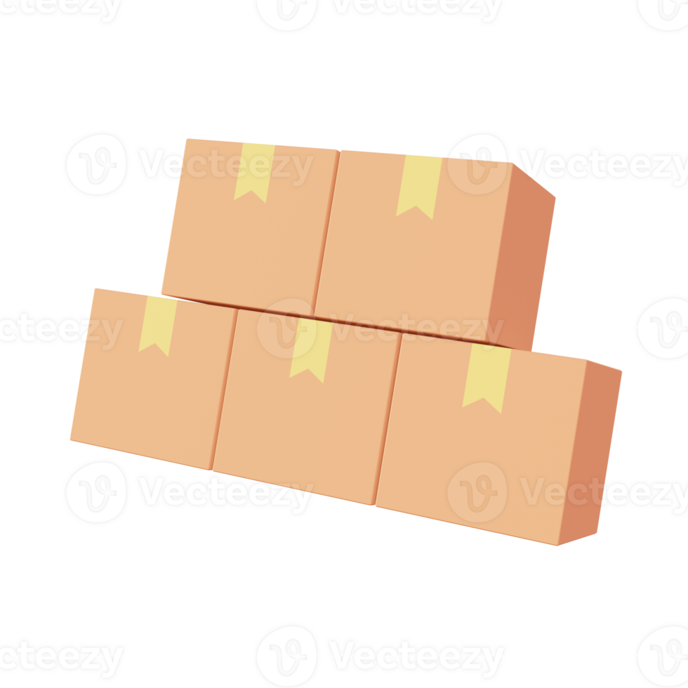3d illustration icon of box package for UI UX web mobile app social media ads png