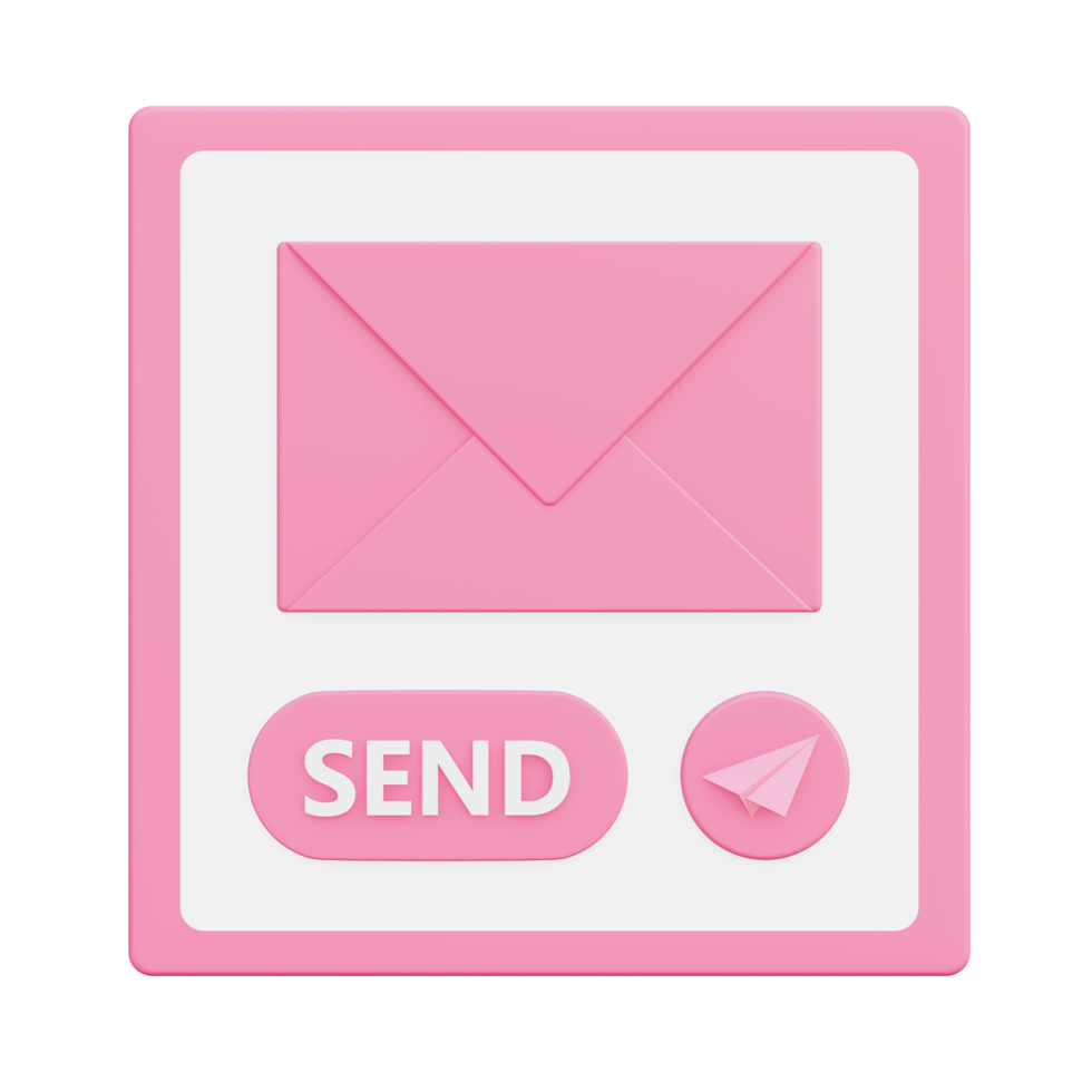 3d illustration icon of pink sending mail for UI UX web mobile app social media ads png