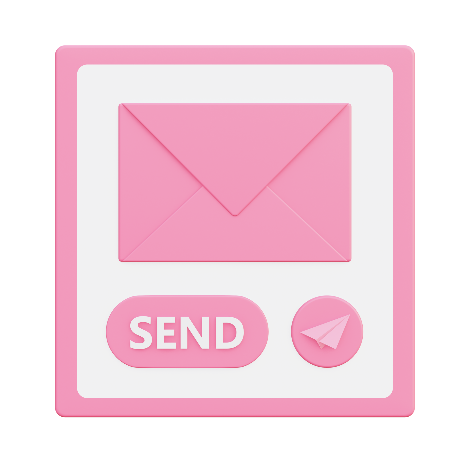 3d illustration icon of pink sending mail for UI UX web mobile app