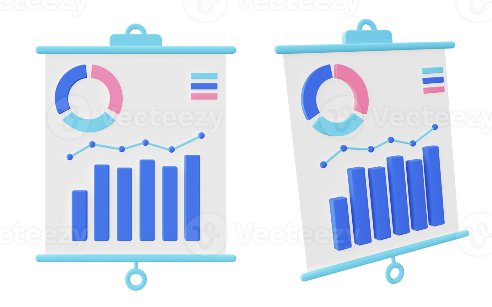 3d illustration icon of blue presentation for UI UX web mobile app social media ads png