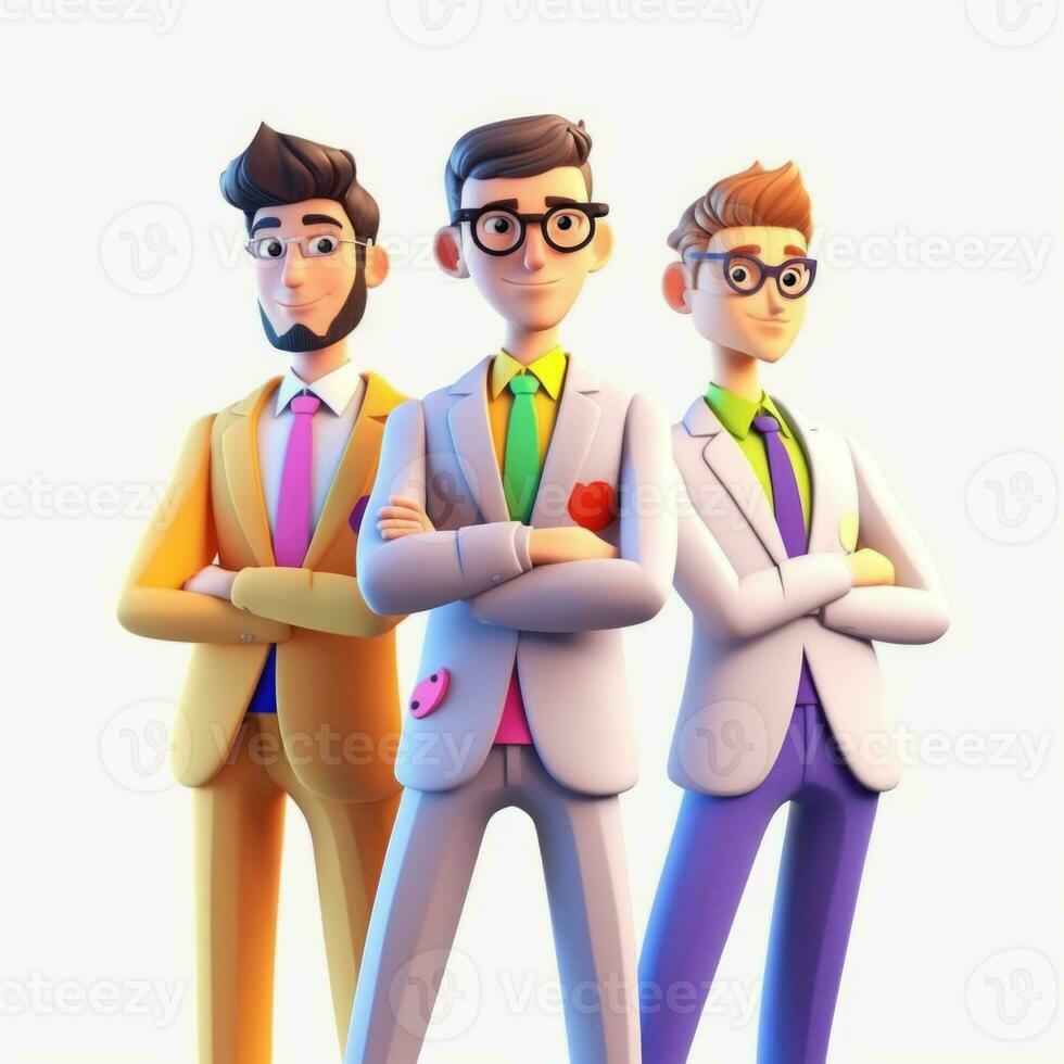 team of young businessmen. 3d illustration. 3d rendering. teamwork.ai generation photo