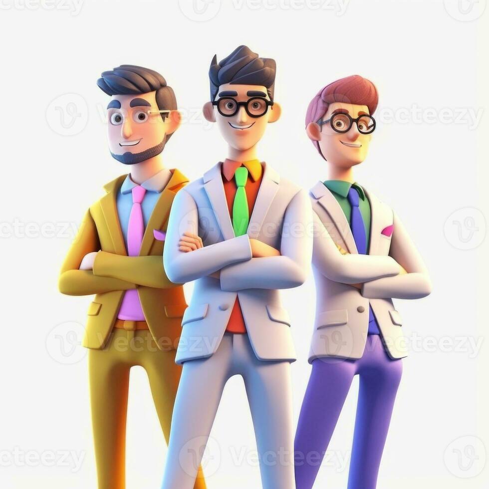 team of young businessmen. 3d illustration. 3d rendering. teamwork.ai generation photo