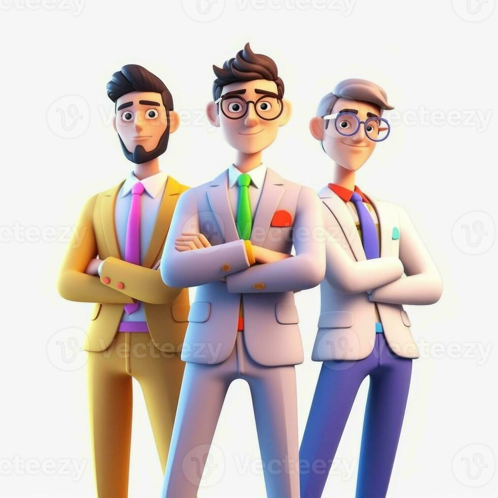 team of young businessmen. 3d illustration. 3d rendering. teamwork.ai generation photo