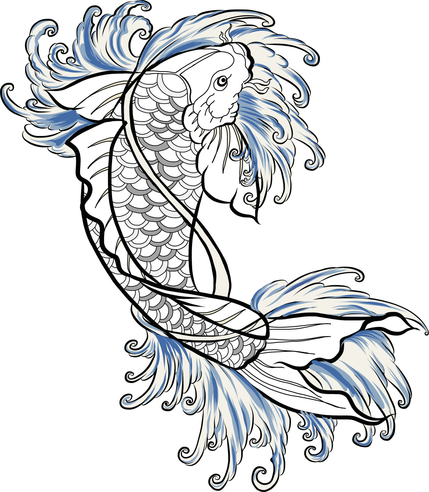 Koi Fish Tattoos Outline koi-fish-tattoos-outline