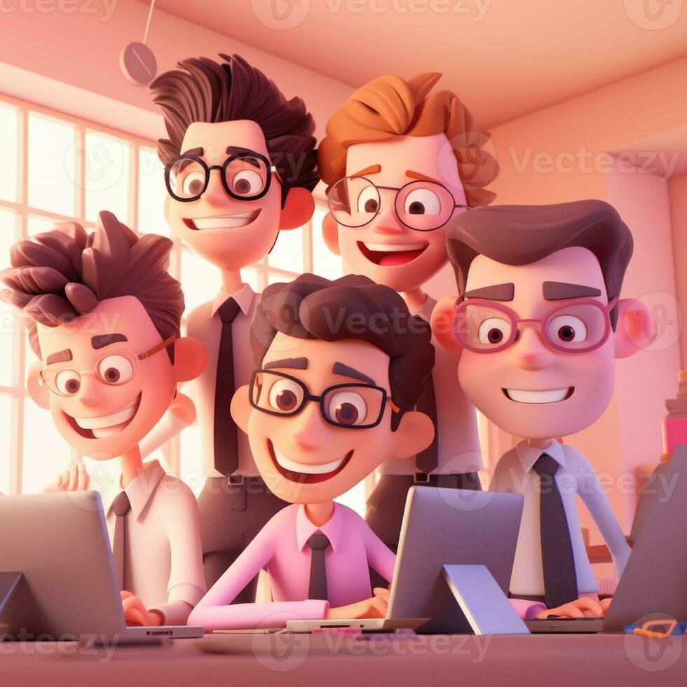 team of young businessmen. 3d illustration. 3d rendering. teamwork.ai generation photo