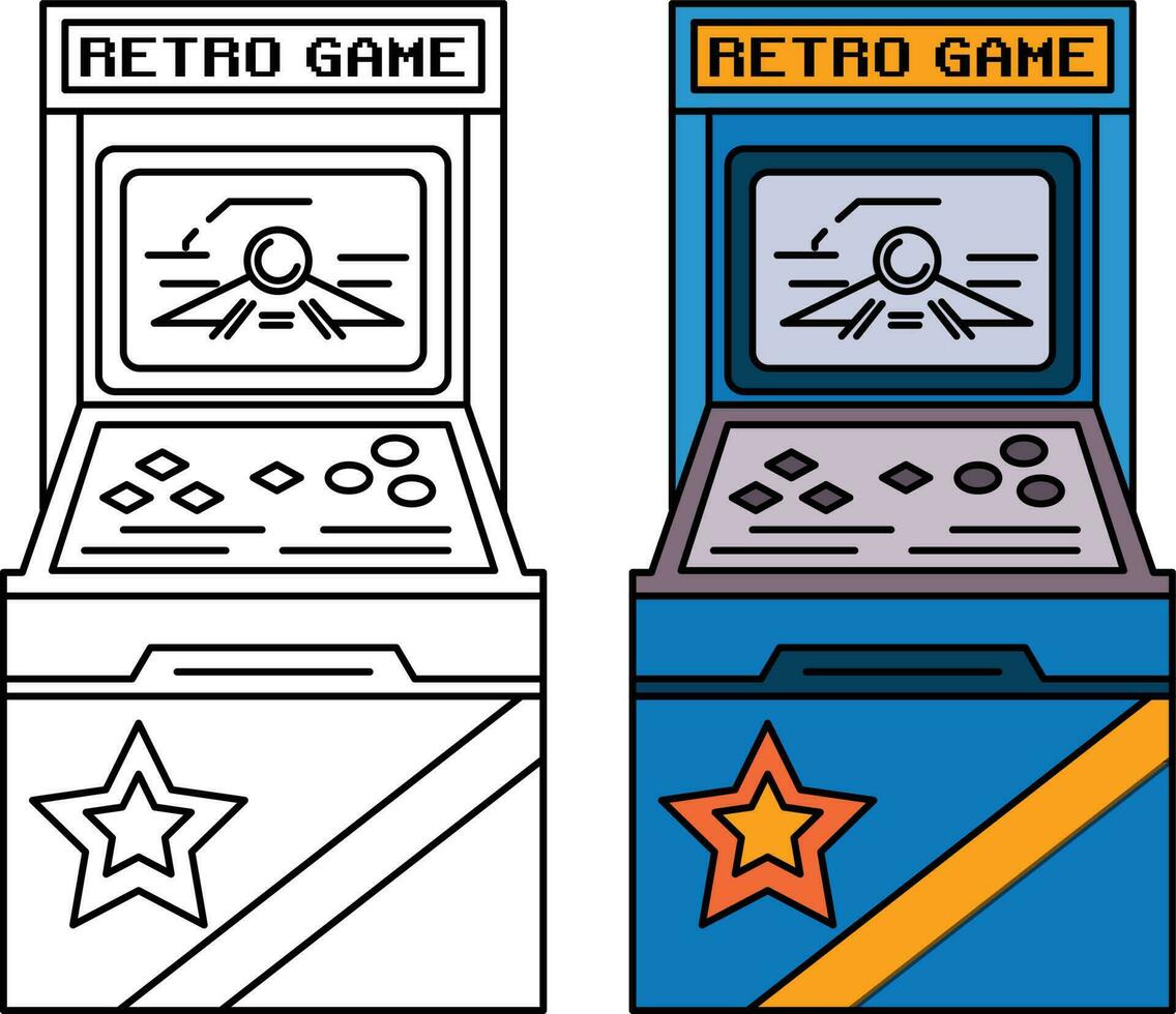 retro arcada juego línea Arte y de colores ilustración vector imagen