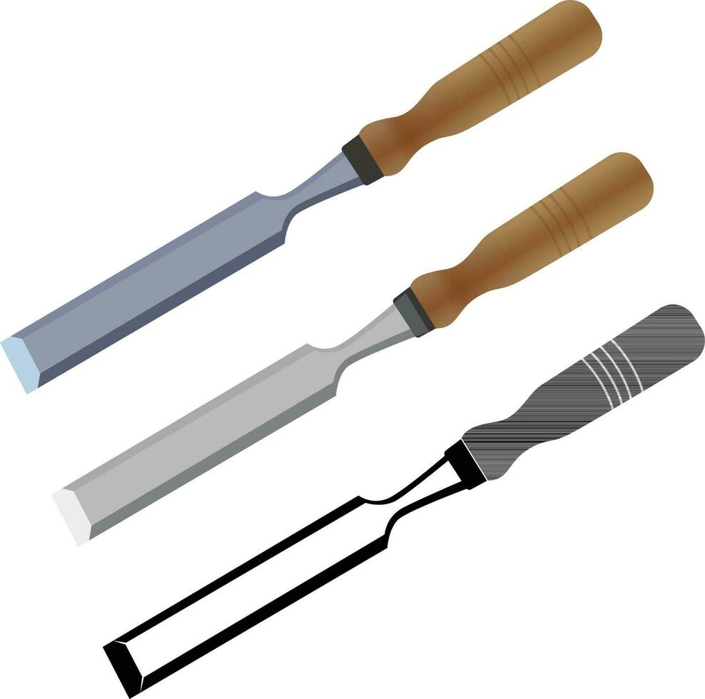 chisel with a wooden handle and a sharp metal blade vector illustration ,  chisel carpenters tool vector image 24704275 Vector Art at Vecteezy