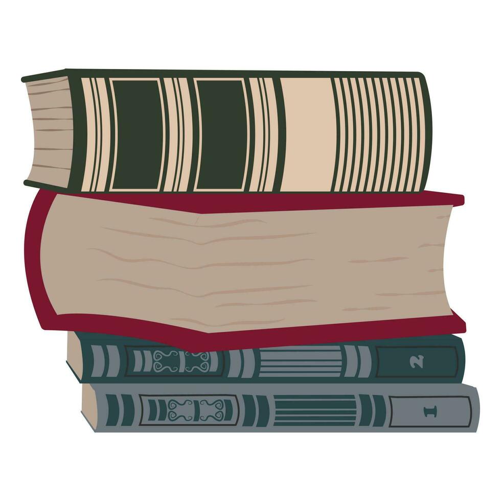 stack of old books in vintage style on a white background. Design element vector