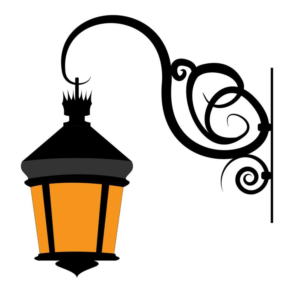 Street vintage lantern in the style of a silhouette on a holder with monograms vector